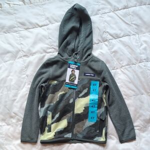 Lands' End Kids' Green Camo Fleece Hoodie